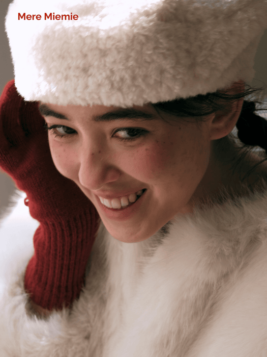 Beret with Ultra-Soft Cream Fleece Texture