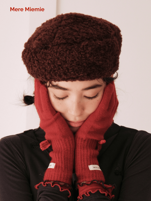 Beret with Ultra-Soft Cream Fleece Texture